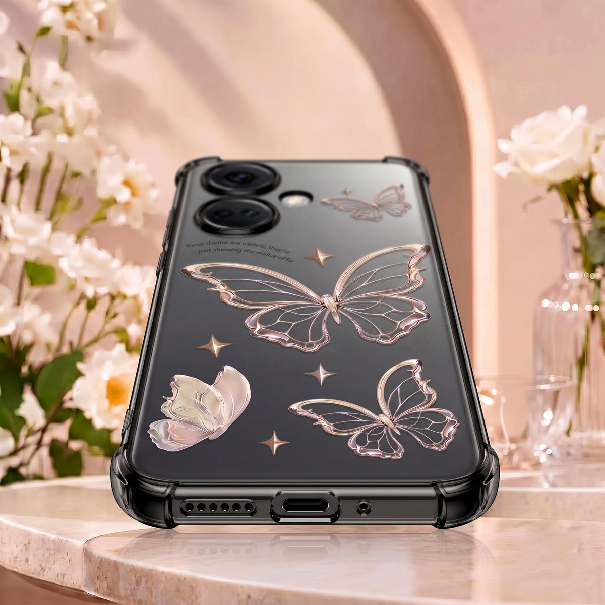 Oneplus Nord CE3 5G Transparent Butterfly Anti-Yellow Airbag Cover