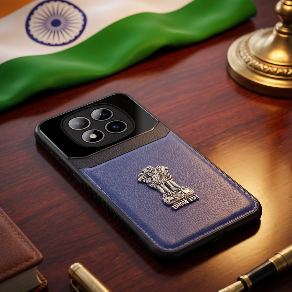 Redmi Note 15 Pro+ 5G Satyamev Jayate 3D Metal Leather Back Case