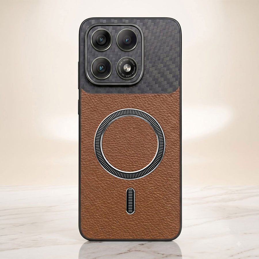 Motorola Edge 70 Pro 5G Carbon Fiber Leather Hybrid MagSafe Magnetic Case