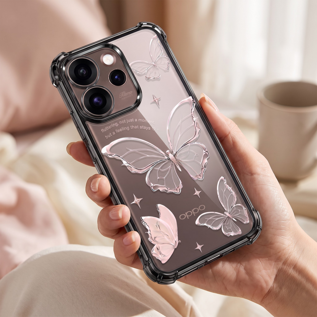 Oppo Reno 15 Pro Mini 5G Transparent Butterfly Anti-Yellow Airbag Cover