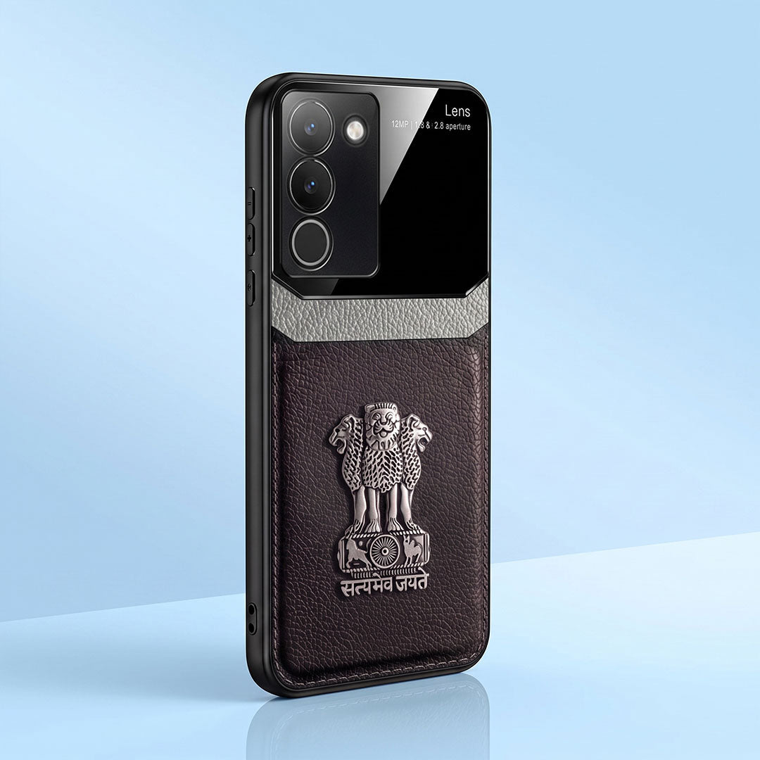 Vivo Y200 5G Satyamev Jayate 3D Metal Leather Back Case
