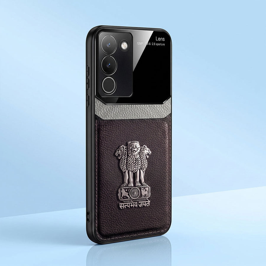 Vivo Y200 5G Satyamev Jayate 3D Metal Leather Back Case