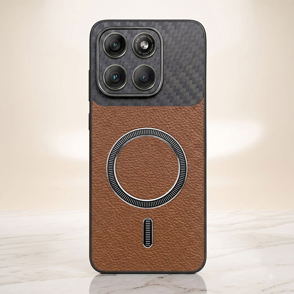 Motorola Edge 60 Pro 5G Carbon Fiber Leather Hybrid MagSafe Magnetic Case