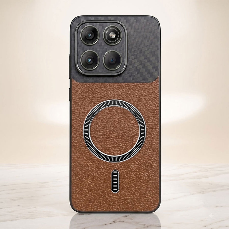 Motorola Edge 60 Pro 5G Carbon Fiber Leather Hybrid MagSafe Magnetic Case