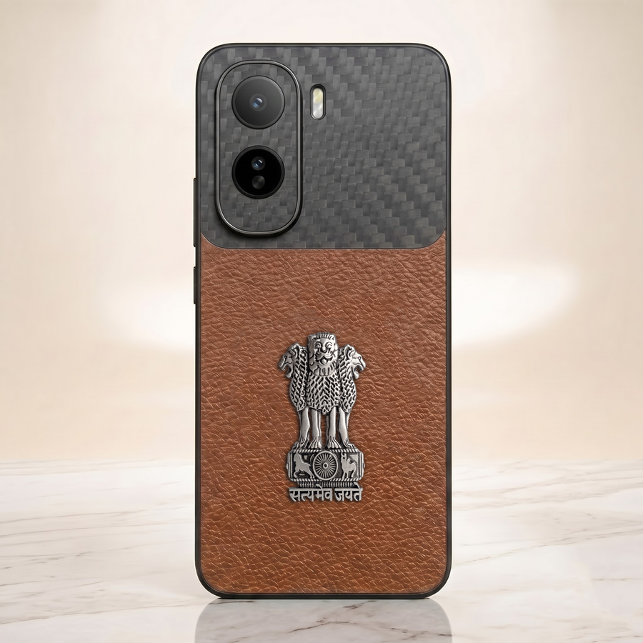 Vivo T5 Pro 5G Satyamev Jayate Carbon Fiber Leather Hybrid Phone Case