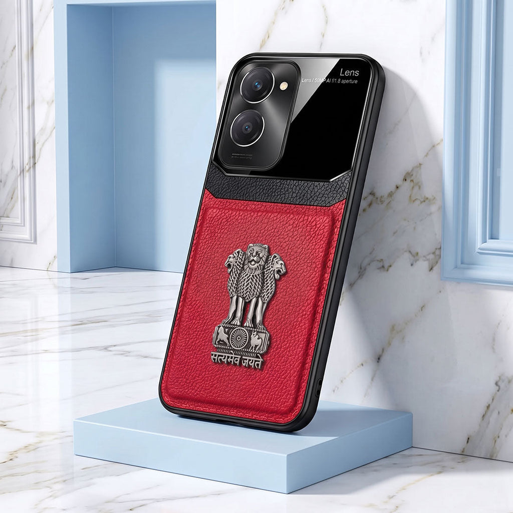 Vivo Y28s 5G Satyamev Jayate 3D Metal Leather Back Case