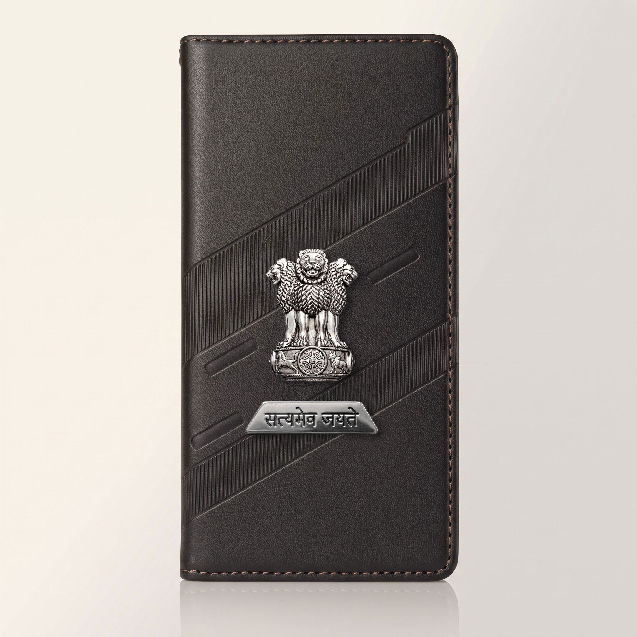 Samsung Galaxy A56 5G Metal Satyamev Jayate 2-in-1 Emblem Magnetic Flip Wallet Case