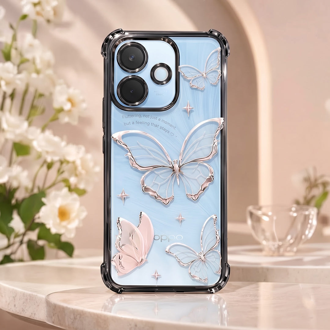 Oppo A5 Pro 5G Transparent Butterfly Anti-Yellow Airbag Cover