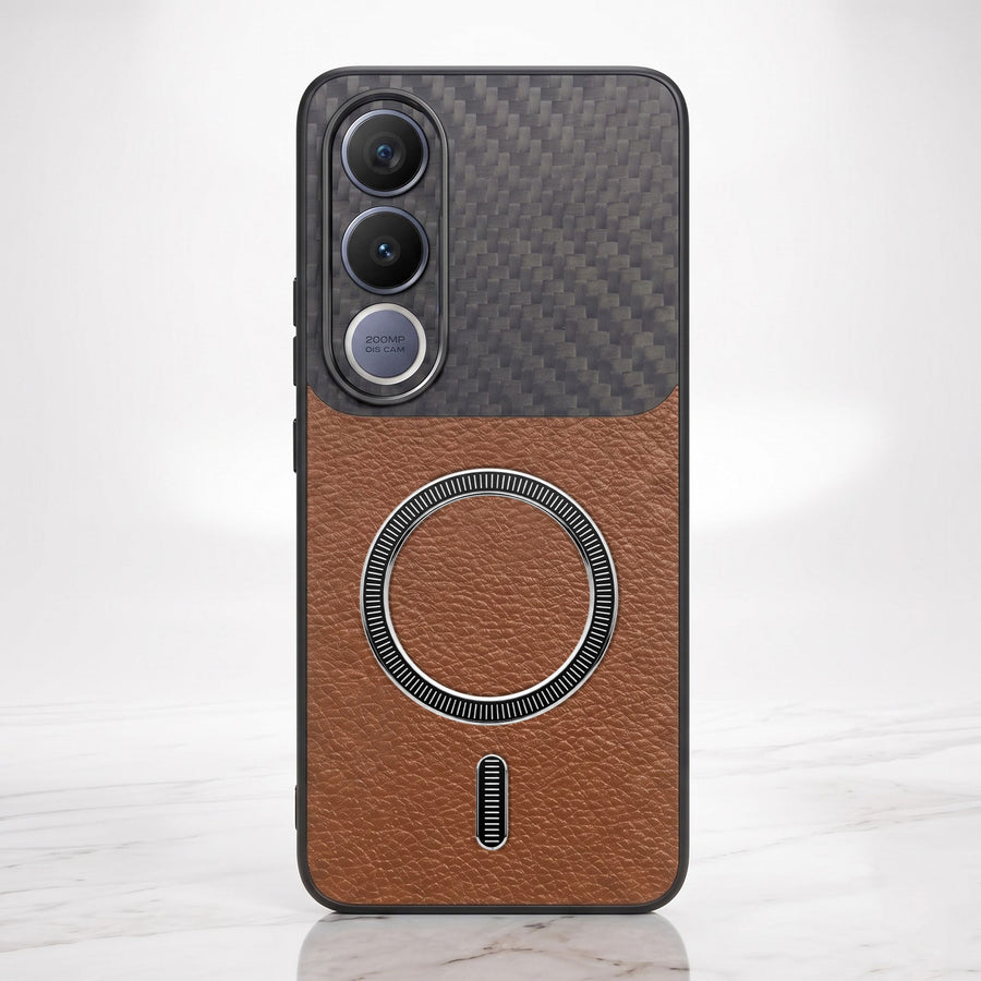 Vivo V70 FE 5G Carbon Fiber Leather Hybrid MagSafe Magnetic Case