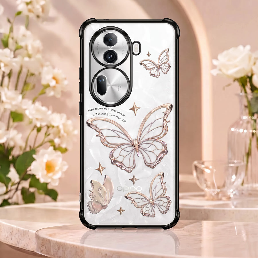 Oppo Reno 11 Pro 5G Transparent Butterfly Anti-Yellow Airbag Cover