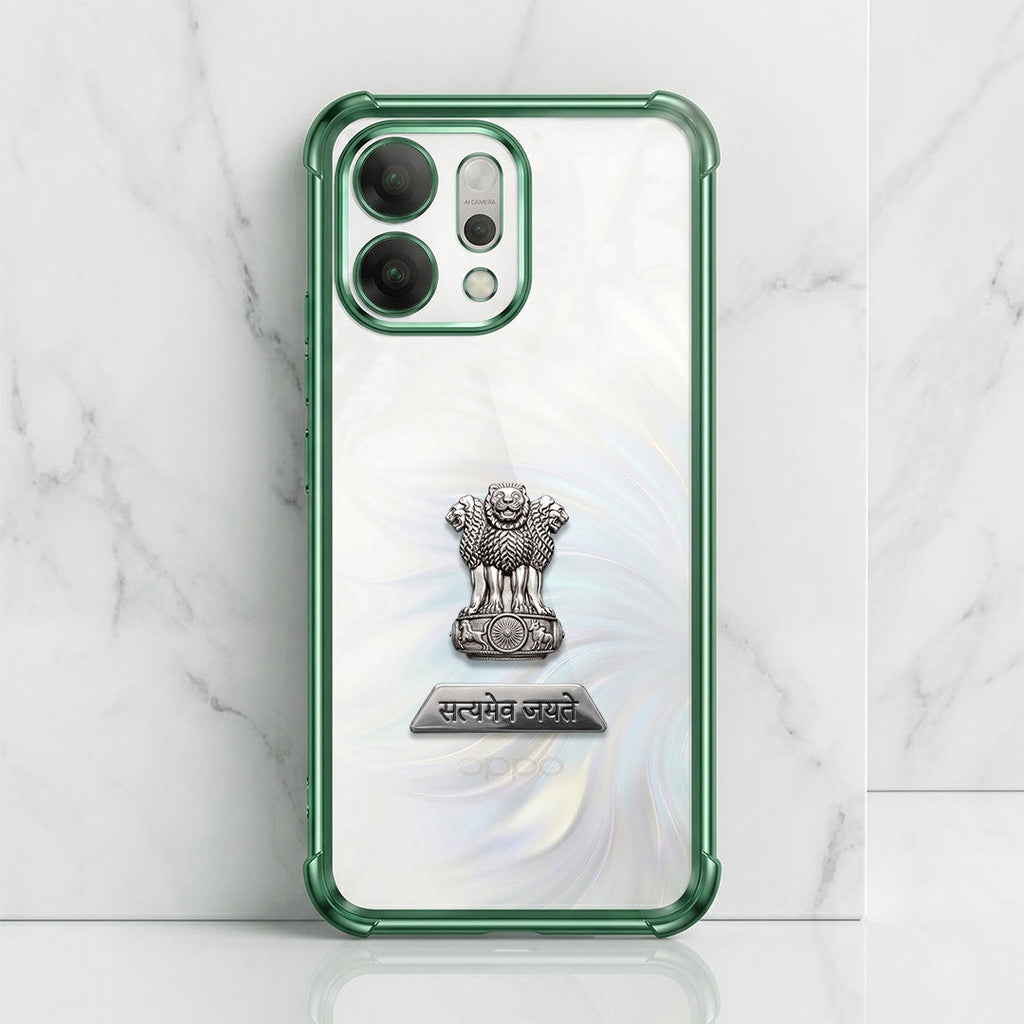 Oppo Reno 14 5G Satyamev Jayate 2-in-1 Emblem Transparent Shockproof Airbag Case