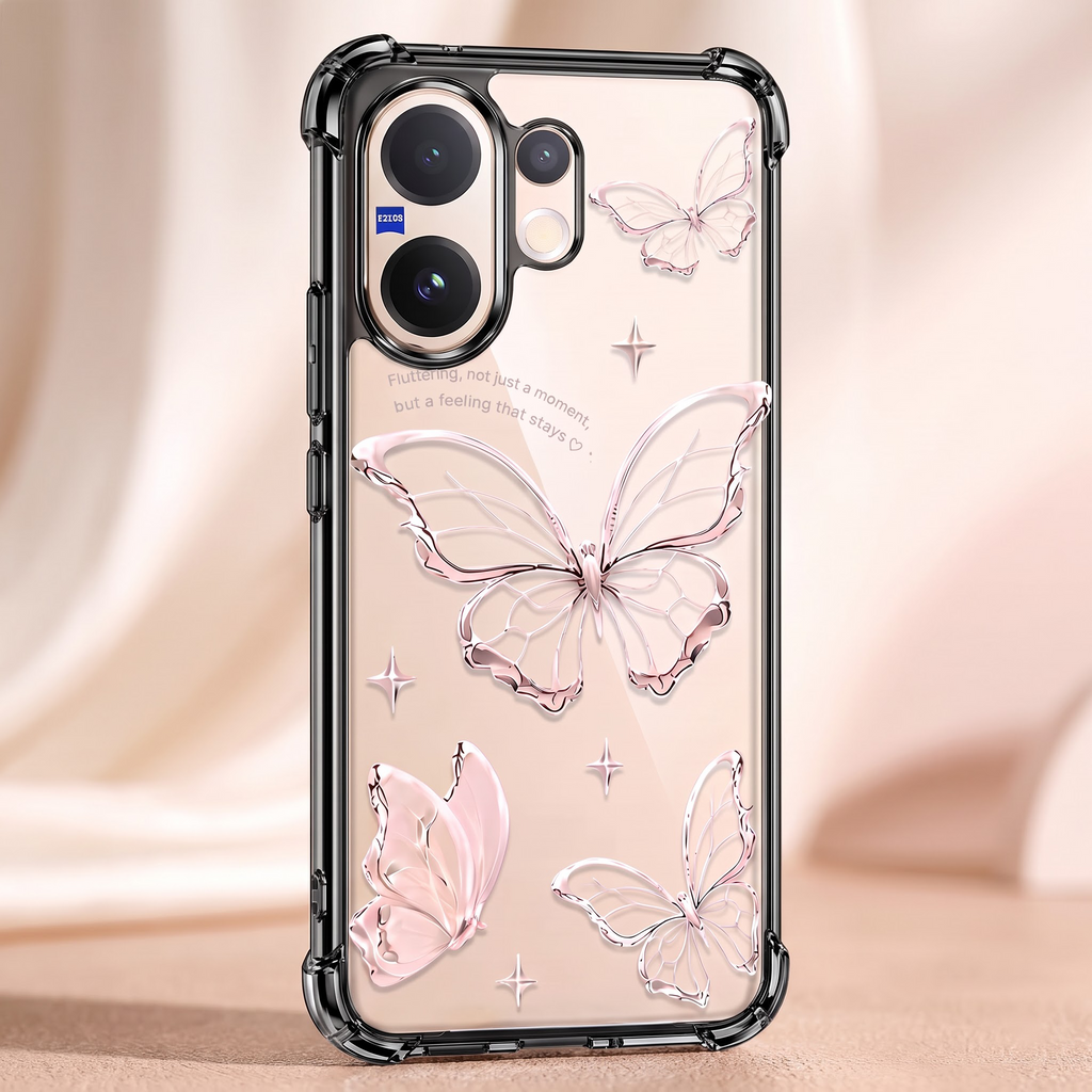 Vivo V60 5G Transparent Butterfly Anti-Yellow Airbag Cover