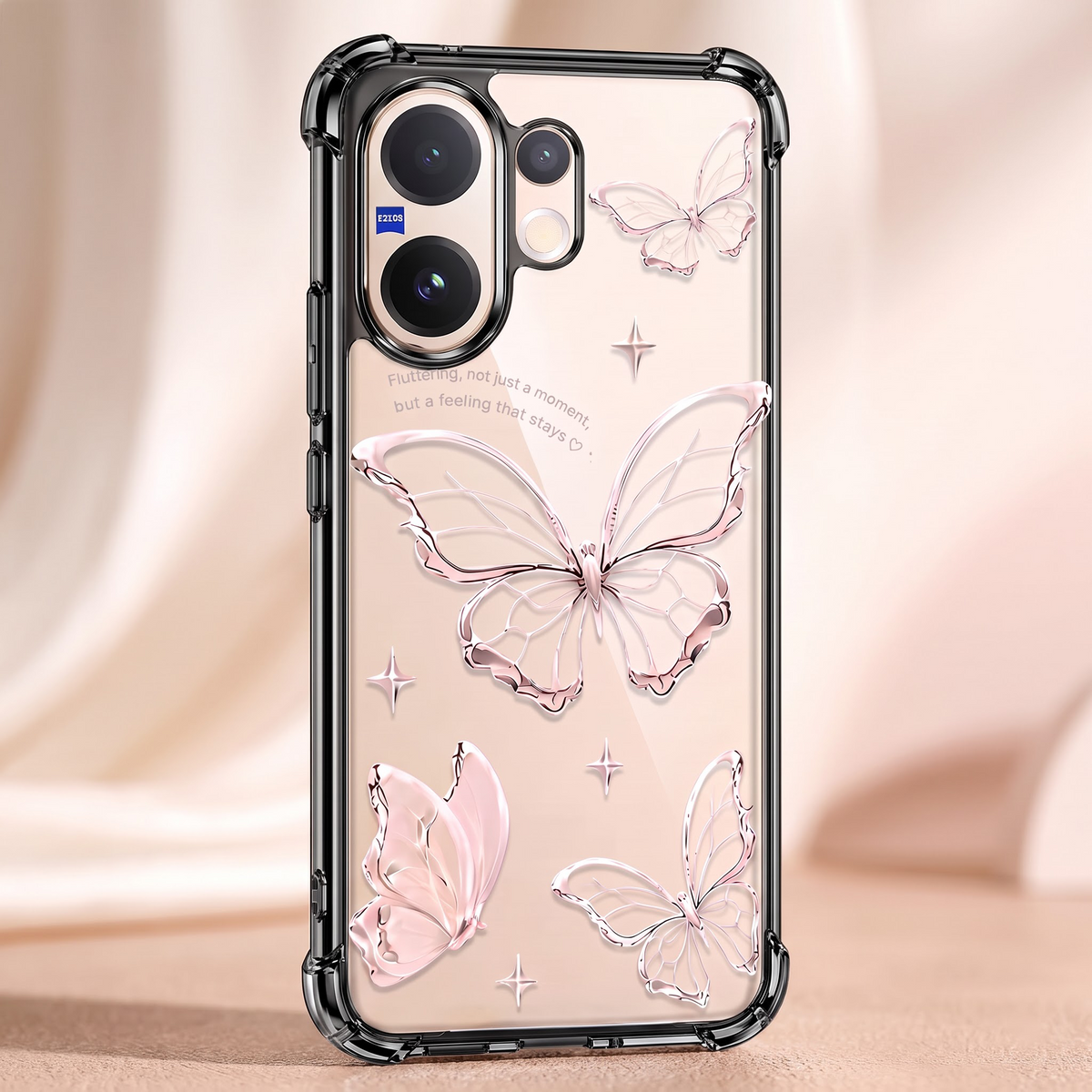 Vivo V60 5G Transparent Butterfly Anti-Yellow Airbag Cover