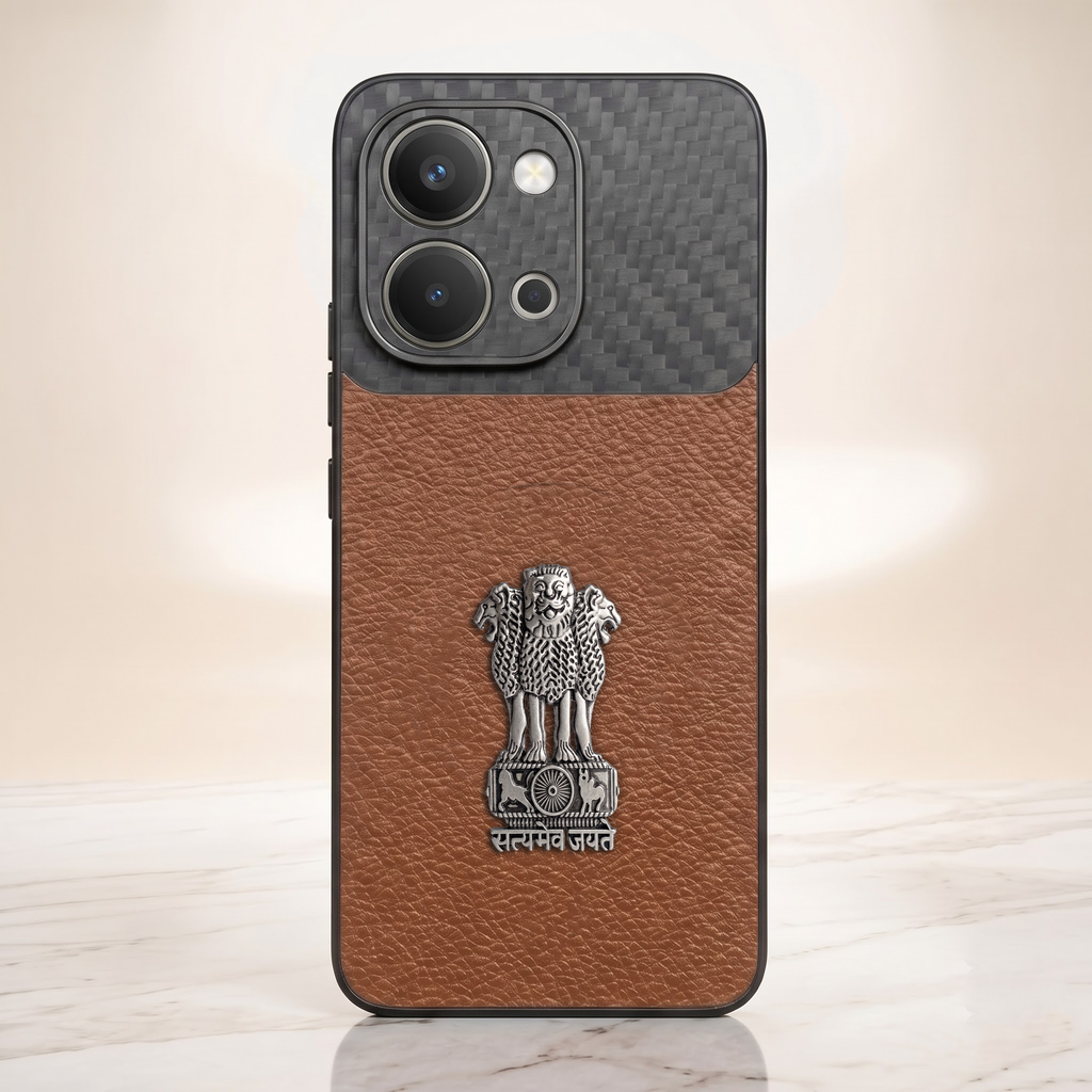 Vivo T5x 5G  Satyamev Jayate Carbon Fiber Leather Hybrid Phone Case