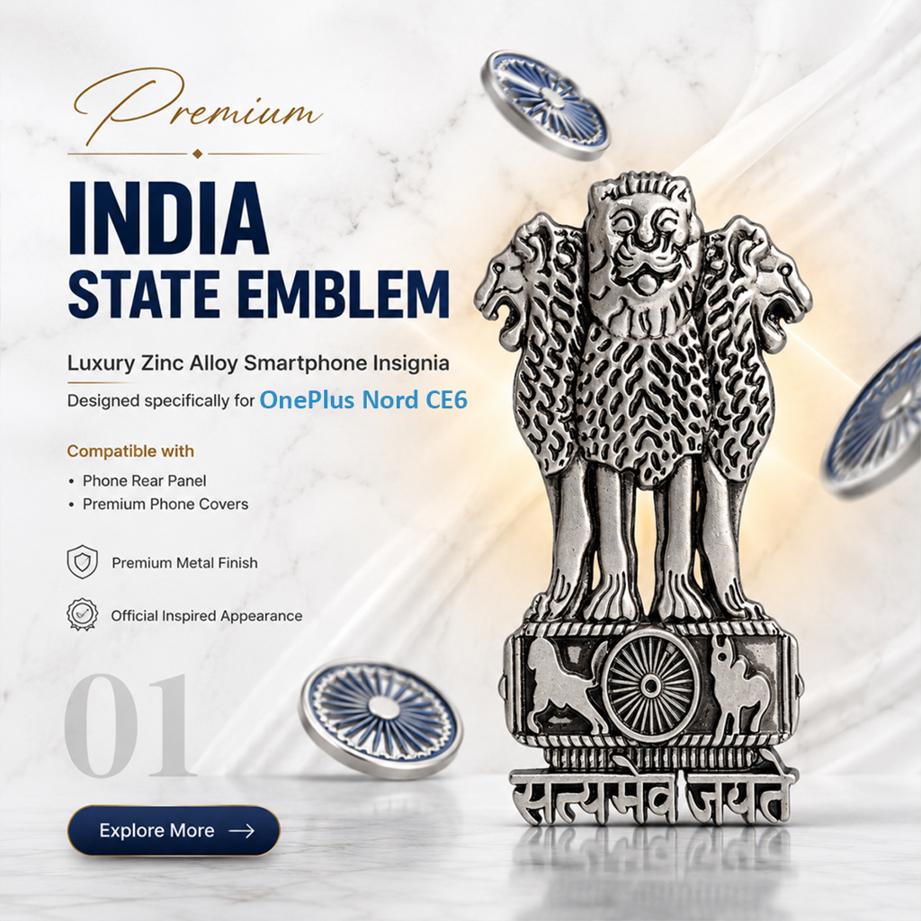 OnePlus Nord CE6 5G Compatible Satyamev Jayate 3D Metal Emblem Sticker