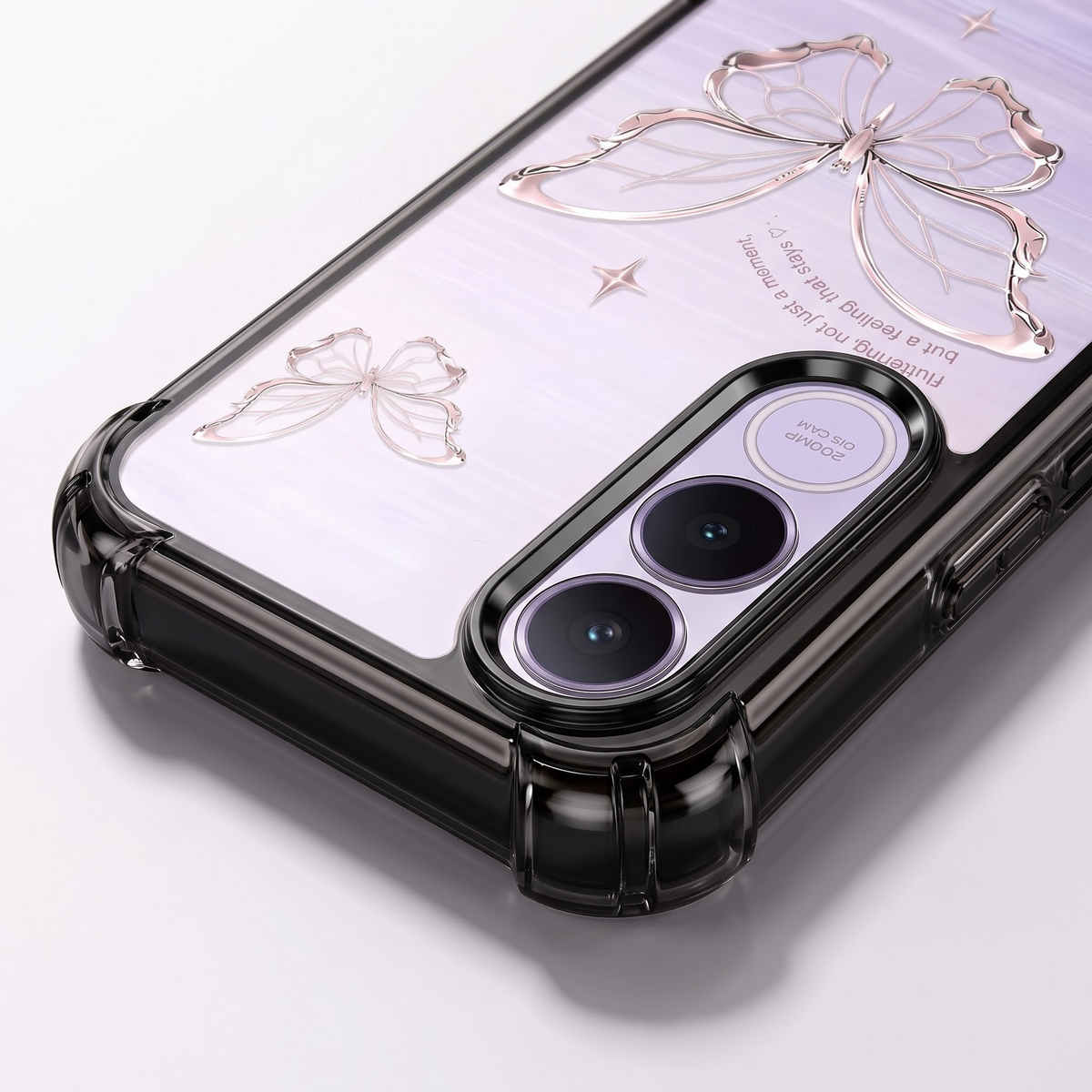 Vivo V70 FE 5G Transparent Butterfly Anti-Yellow Airbag Cover