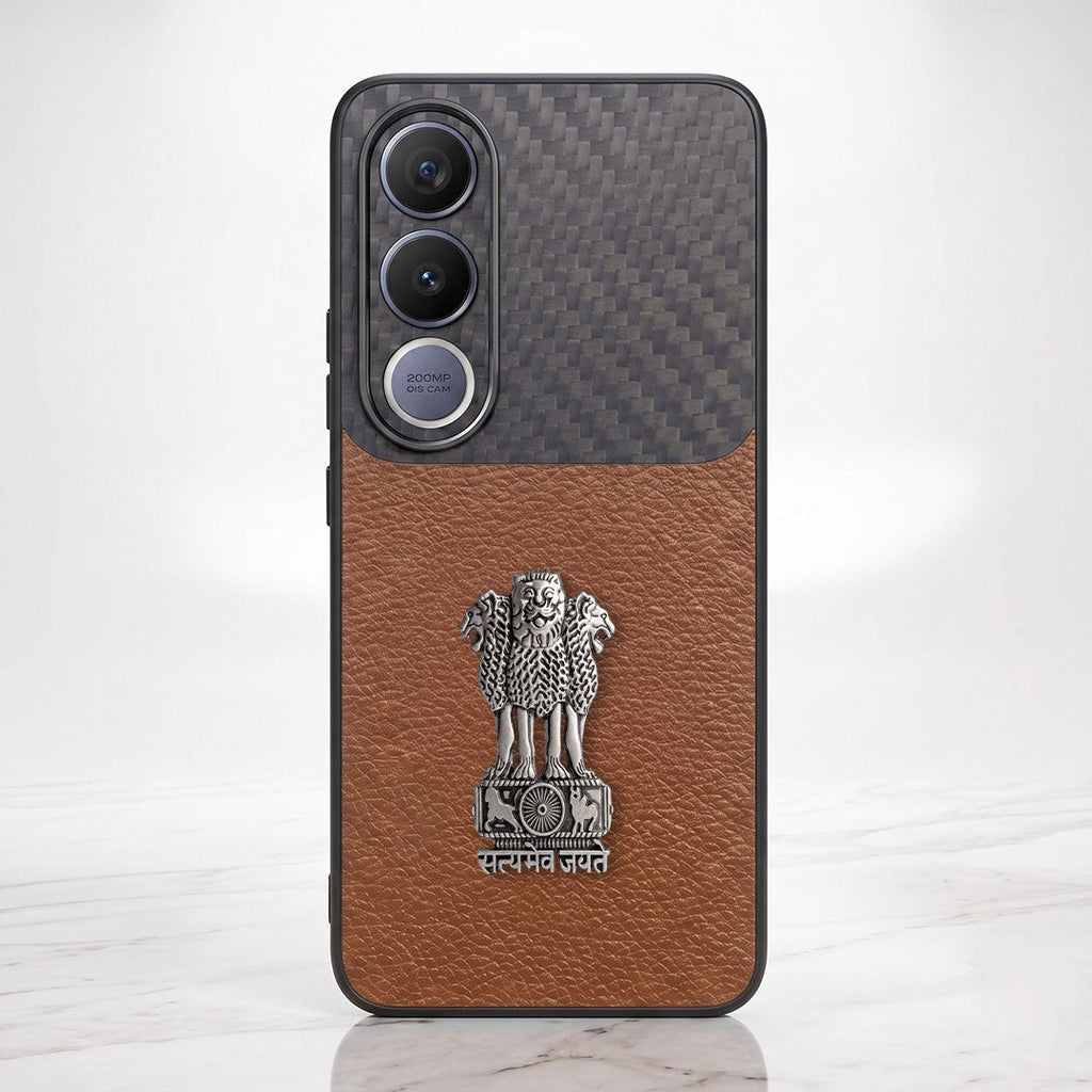 Vivo V70 FE 5G Satyamev Jayate Carbon Fiber Leather Hybrid Phone Case