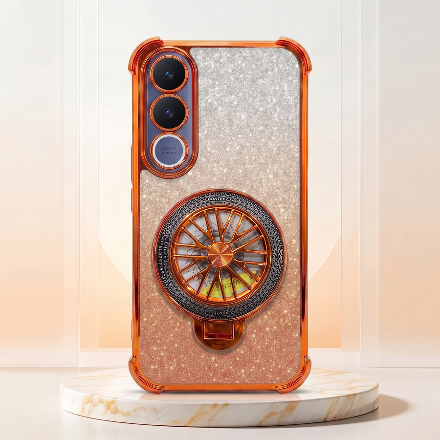 Vivo V70 FE 5G Stress Buster Wheel Rotating Shimmer Airbag Cosmic Orange Case