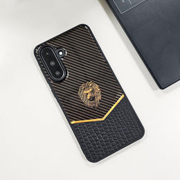 Samsung Galaxy A56 5G Luxury Lion Pattern Leather And Liquid Silicone Case