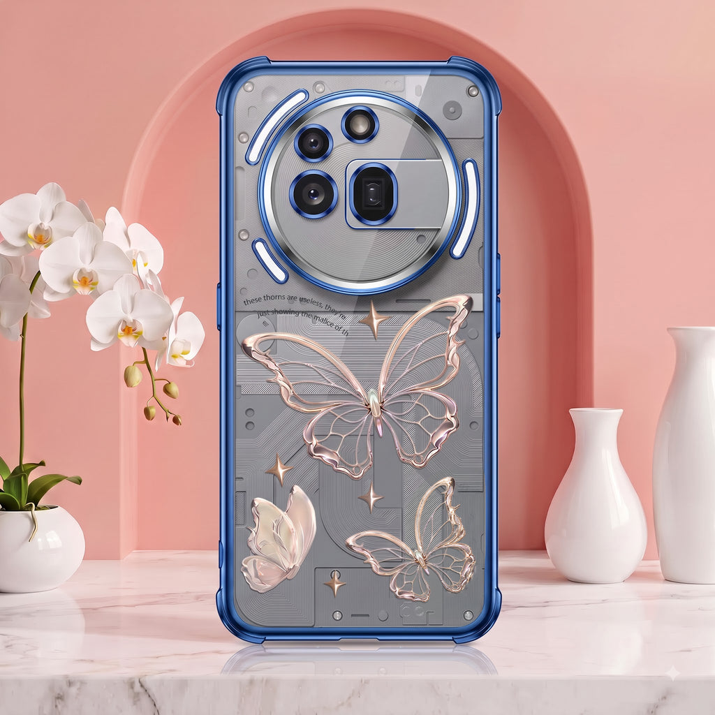 Nothing Phone 3A Pro 5G Transparent Butterfly Anti-Yellow Airbag Cover