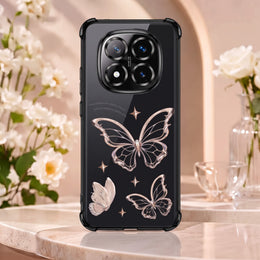 Redmi Note 14 Pro+ 5G Transparent Butterfly Anti-Yellow Airbag Cover