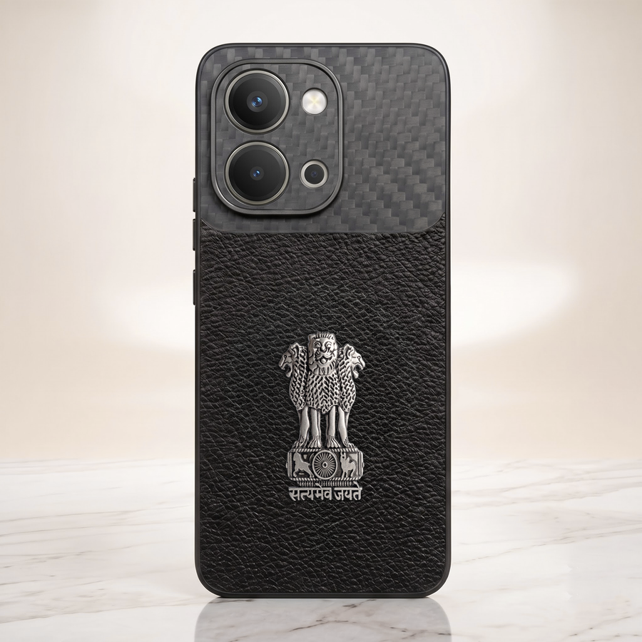 Vivo T5x 5G  Satyamev Jayate Carbon Fiber Leather Hybrid Phone Case