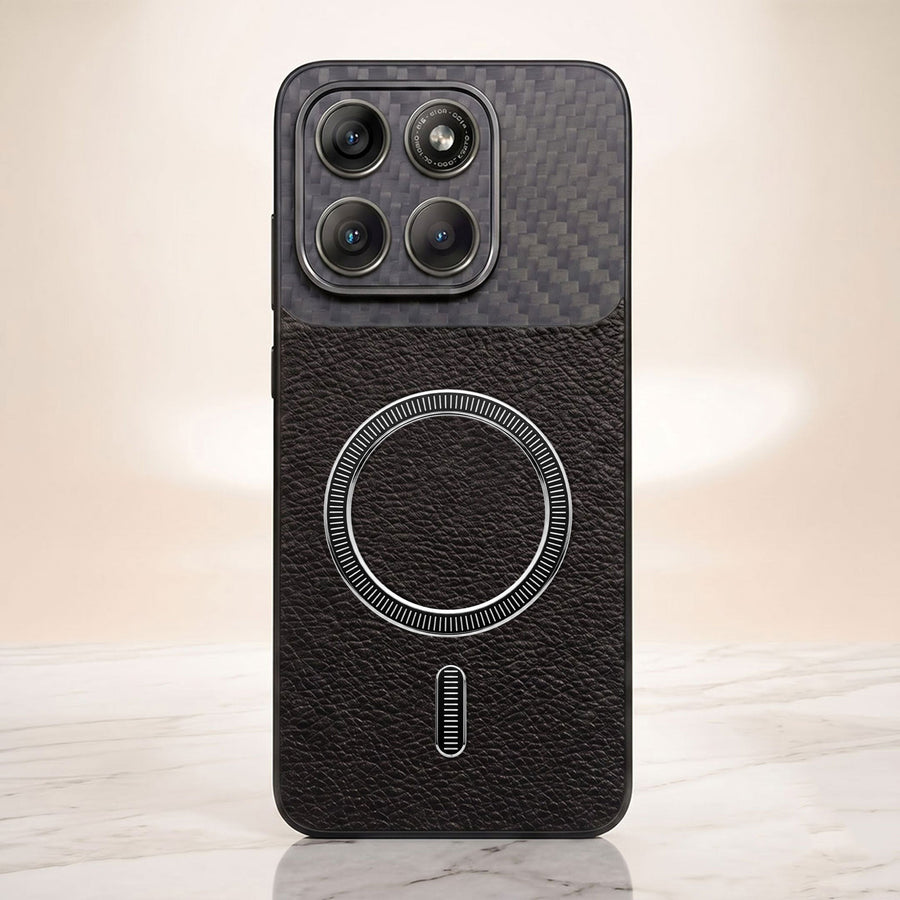 Motorola Edge 70 Fusion 5G Carbon Fiber Leather Hybrid MagSafe Magnetic Case