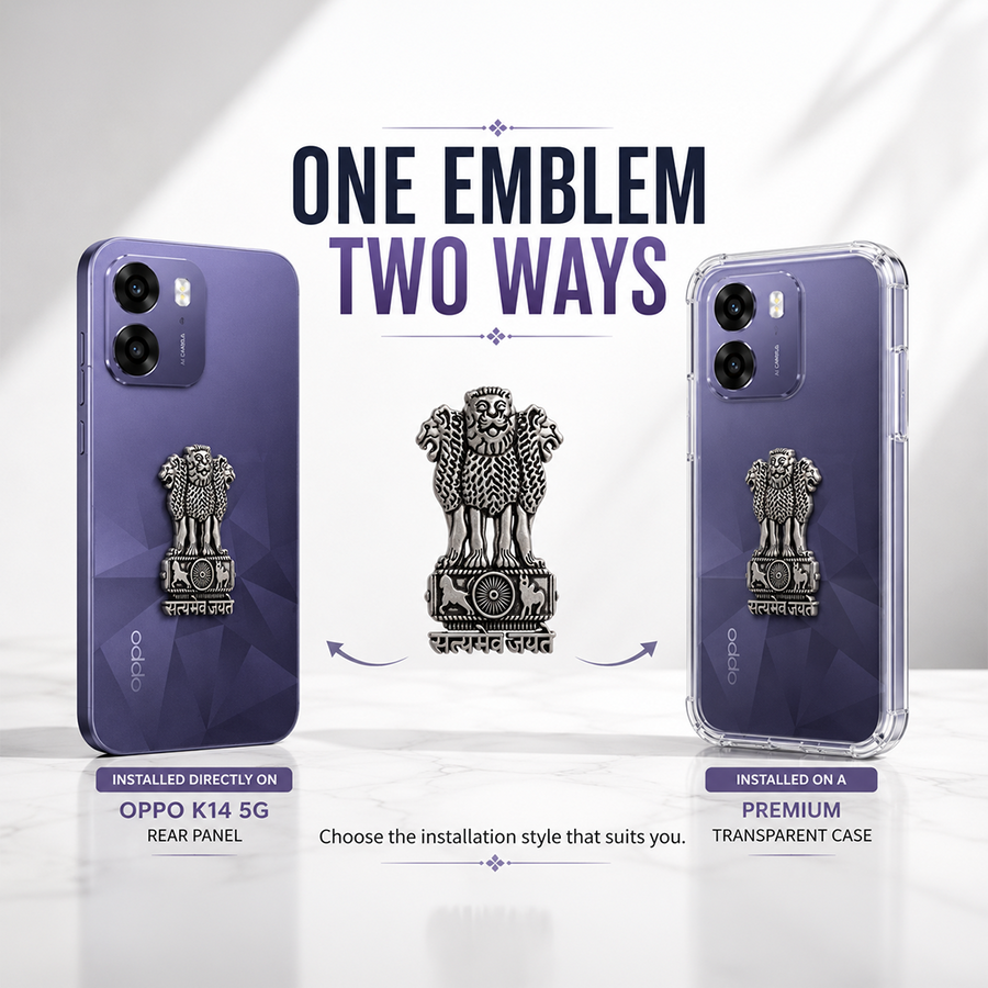 Oppo K14 5G Compatible Satyamev Jayate 3D Metal Emblem Sticker