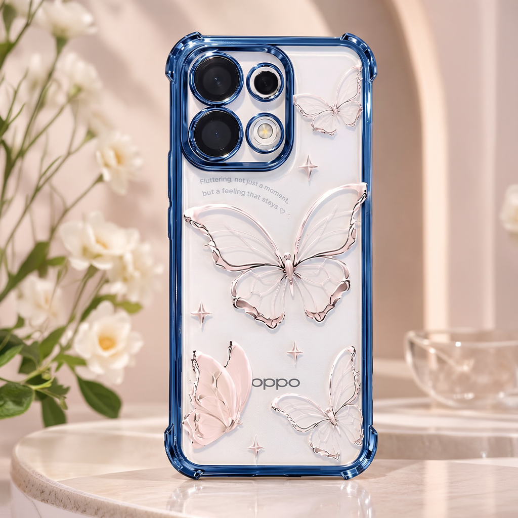 Oppo Reno 16 5G Transparent Butterfly Anti-Yellow Airbag Cover