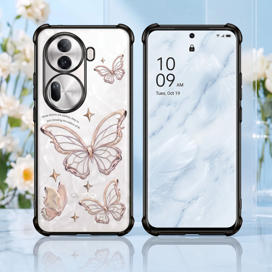 Oppo Reno 11 Pro 5G Transparent Butterfly Anti-Yellow Airbag Cover