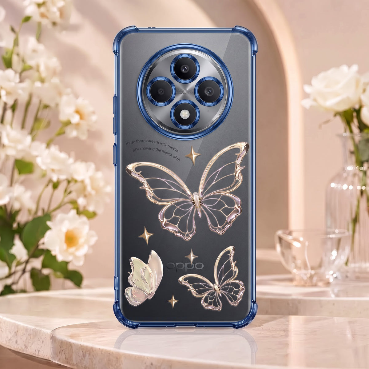 Oppo Reno 12F 5G Transparent Butterfly Anti-Yellow Airbag Cover