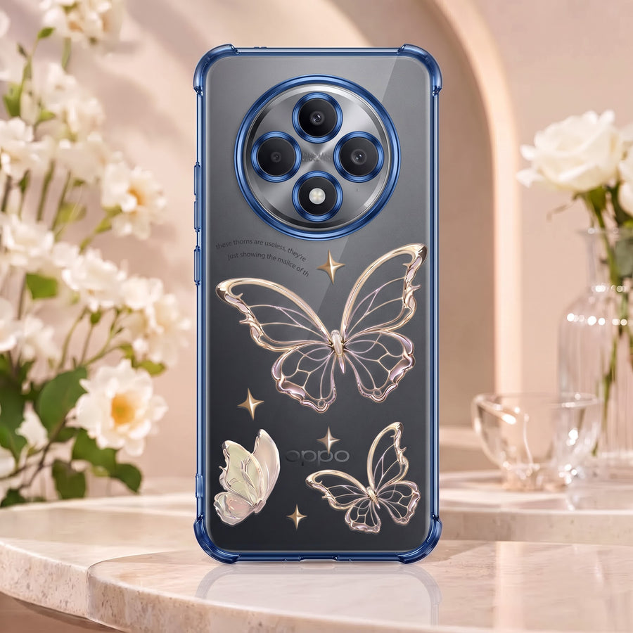 Oppo Reno 12F 5G Transparent Butterfly Anti-Yellow Airbag Cover