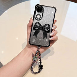 Vivo V50 5G Luxury Shimmer Airbag Bow Stand Case with Charm Strap