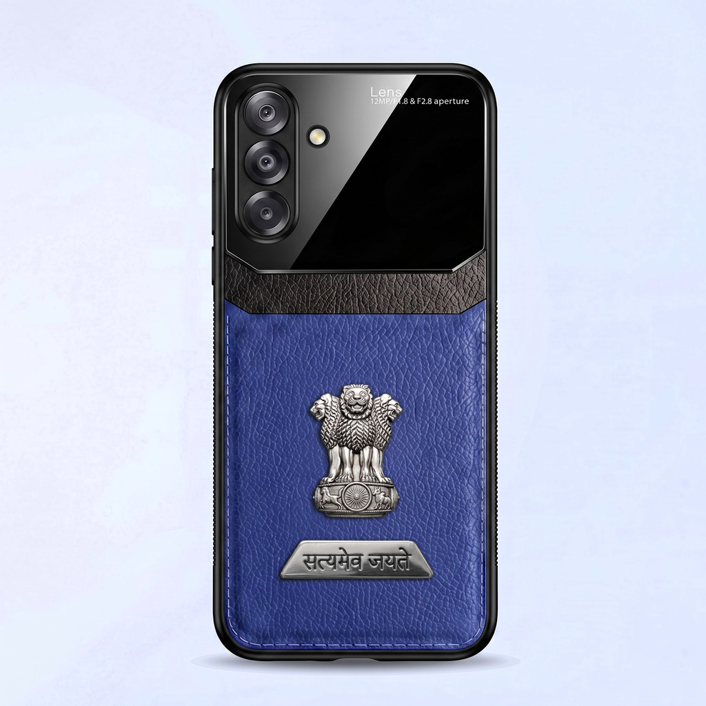 Samsung Galaxy M56 5G Satyamev Jayate 2-in-1 Emblem Leather Lens Protective Back Case