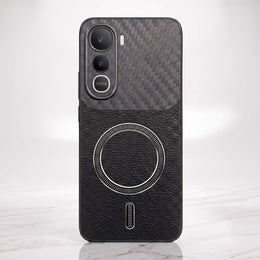 Vivo Y400 Pro 5G Carbon Fiber Leather Hybrid MagSafe Magnetic Case