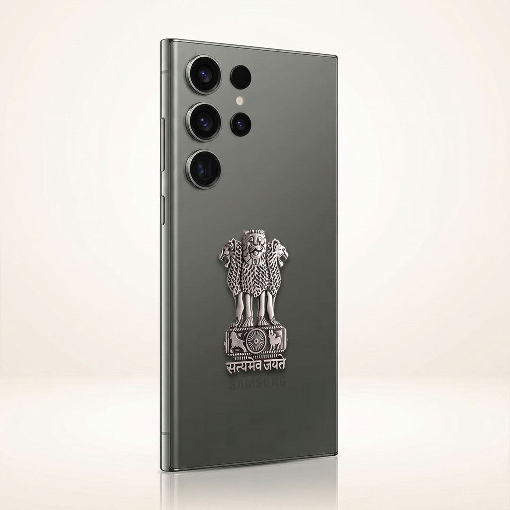 Samsung S23 Ultra 5G Compatible Satyamev Jayate 3D Metal Emblem Sticker