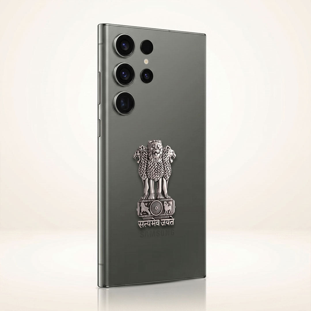 Samsung S23 Ultra 5G Compatible Satyamev Jayate 3D Metal Emblem Sticker