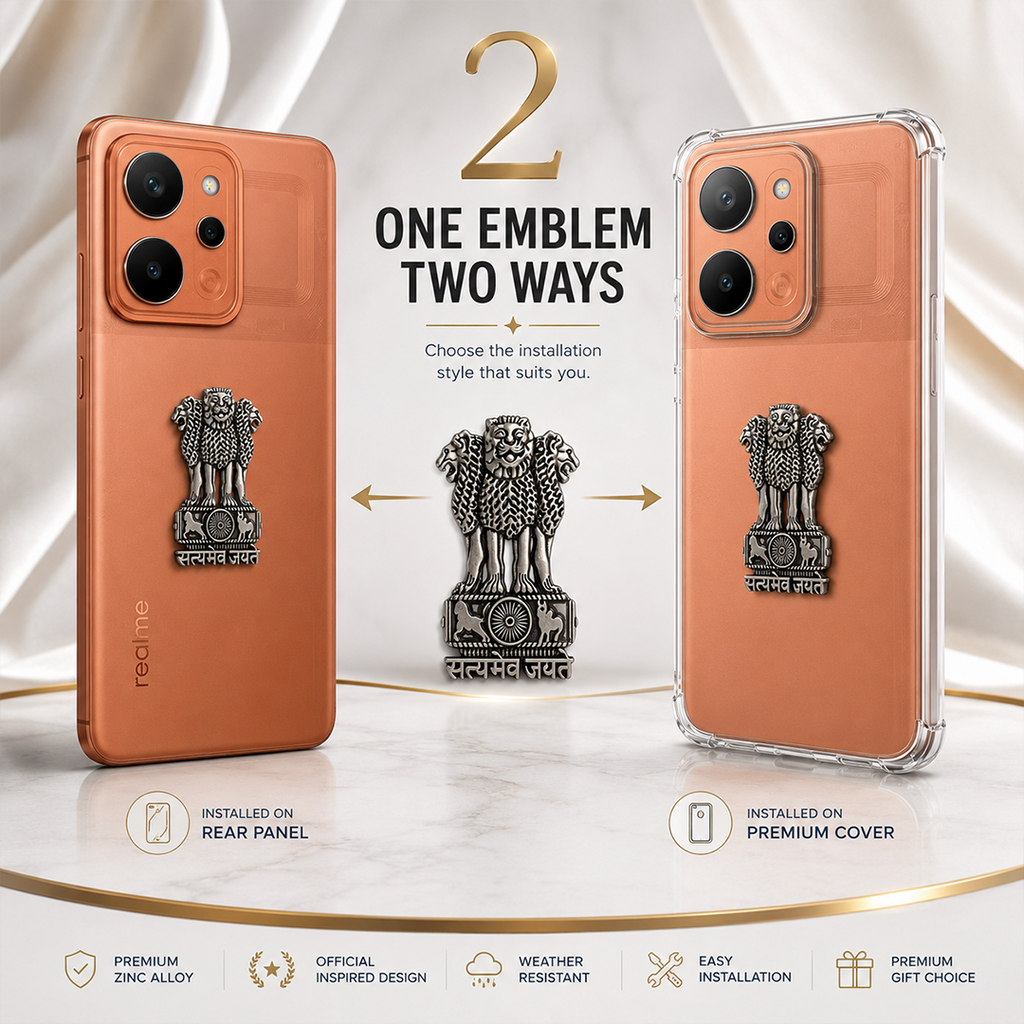 Realme P4 Power 5G Compatible Satyamev Jayate 3D Metal Emblem Sticker