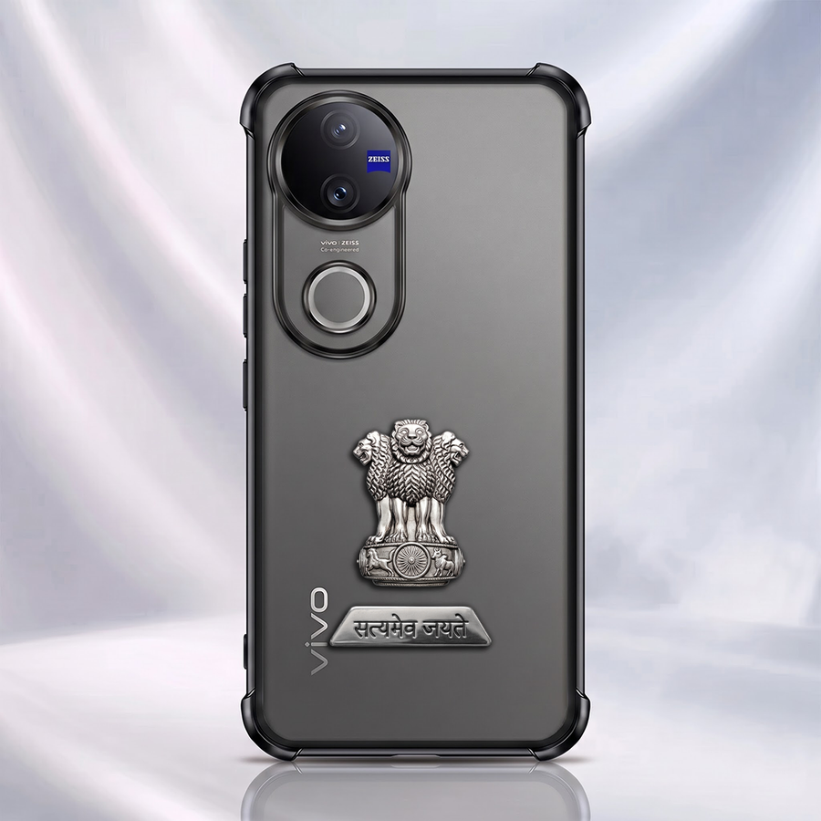 Vivo V50 5G Satyamev Jayate 2-in-1 Emblem Transparent Shockproof Airbag Case