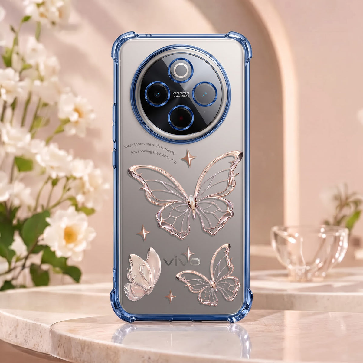 Vivo T4 5G Transparent Butterfly Anti-Yellow Airbag Cover