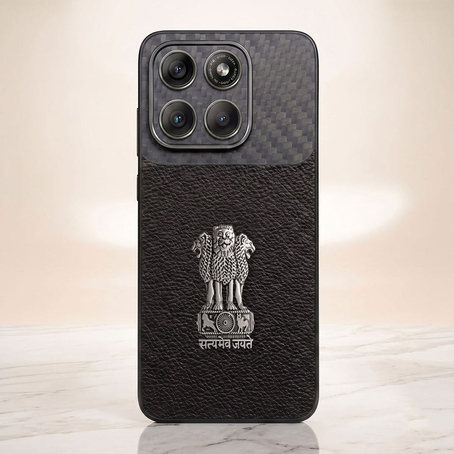 Motorola Edge 60 Pro 5g Satyamev Jayate Carbon Fiber Leather Hybrid Phone Case