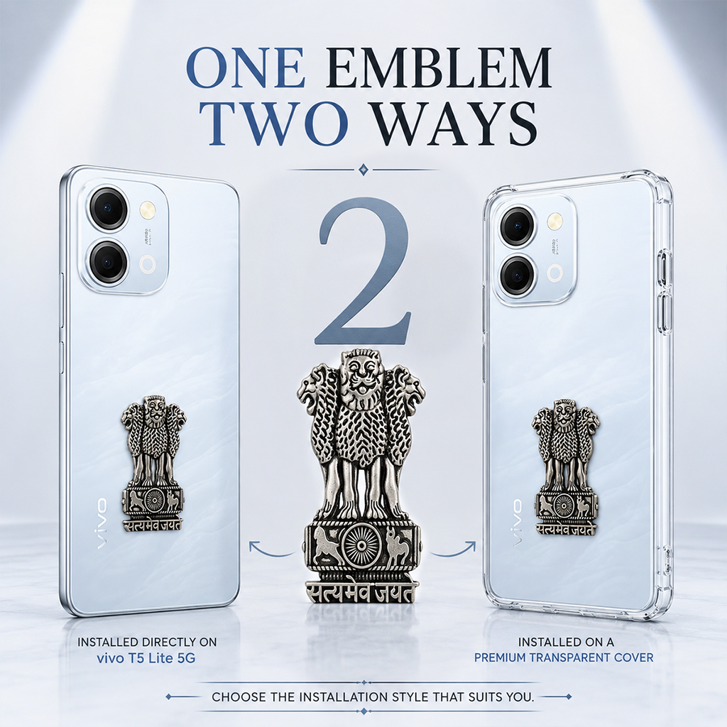 Vivo T5 Lite 5G Compatible Satyamev Jayate 3D Metal Emblem Sticker