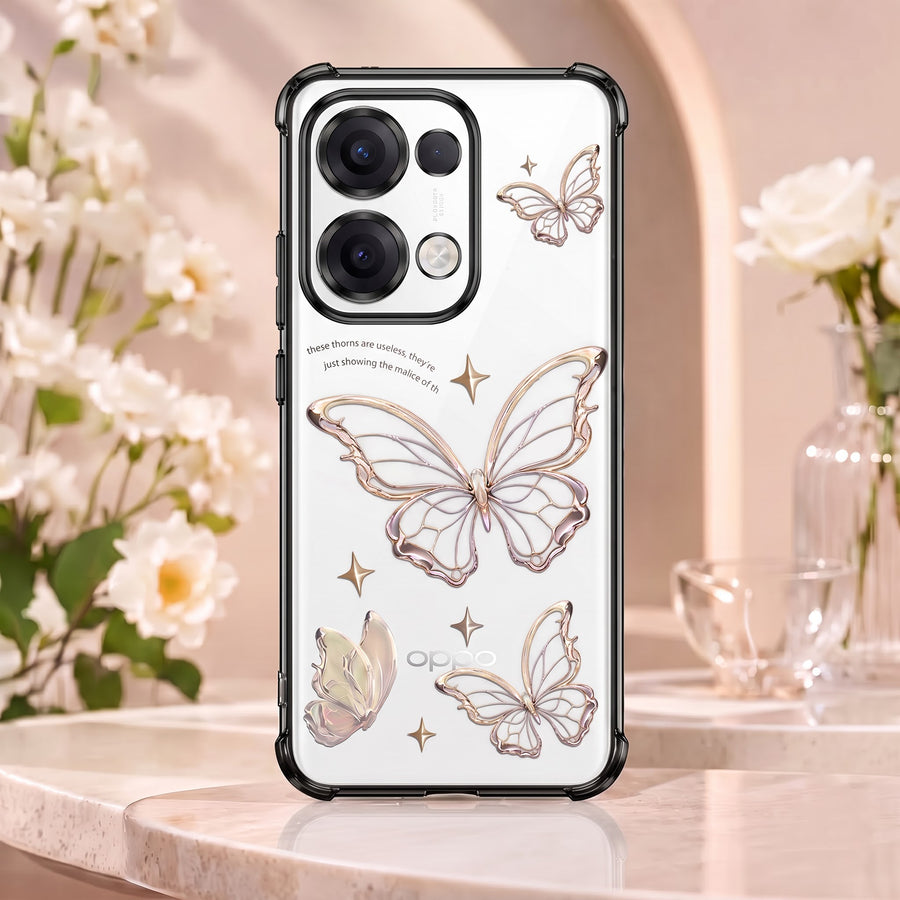 Oppo Reno 13 5G Transparent Butterfly Anti-Yellow Airbag Cover
