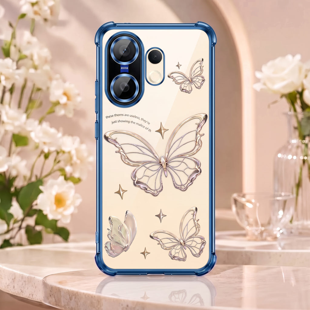 Vivo X200 FE 5G Transparent Butterfly Anti-Yellow Airbag Cover
