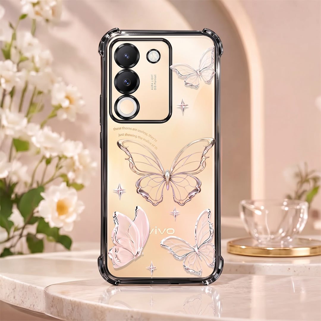 Vivo Y200 5G Transparent Butterfly Anti-Yellow Airbag Cover