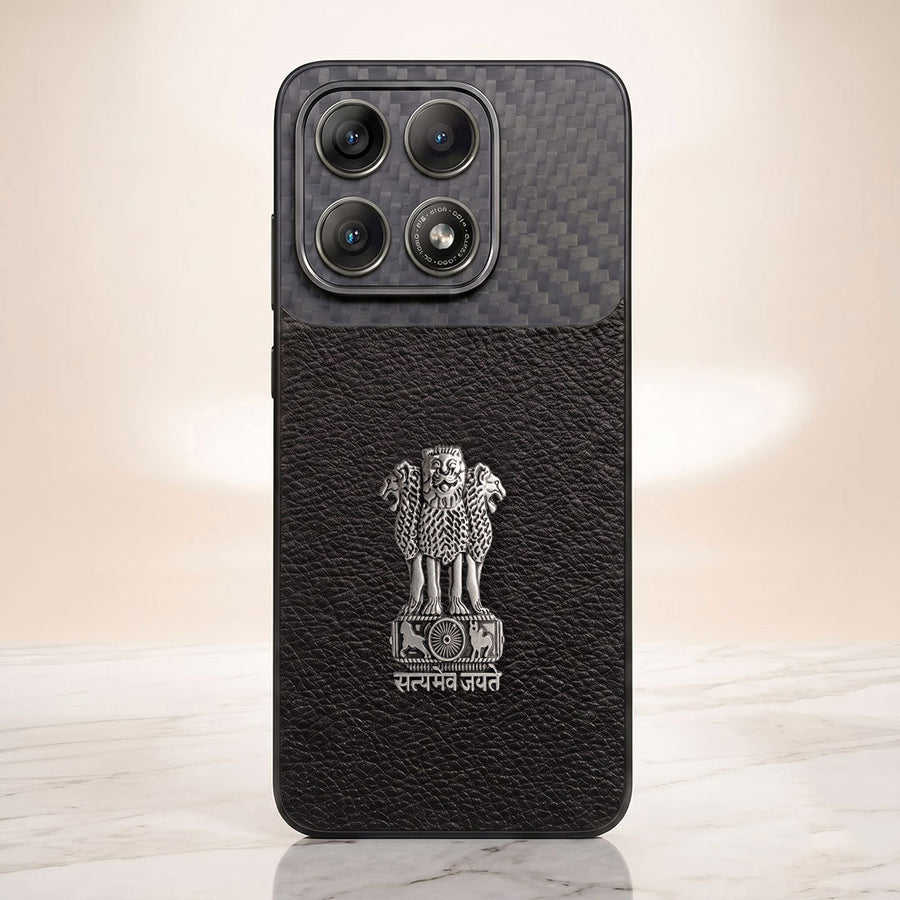 Motorola Edge 70 Pro 5g Satyamev Jayate Carbon Fiber Leather Hybrid Phone Case