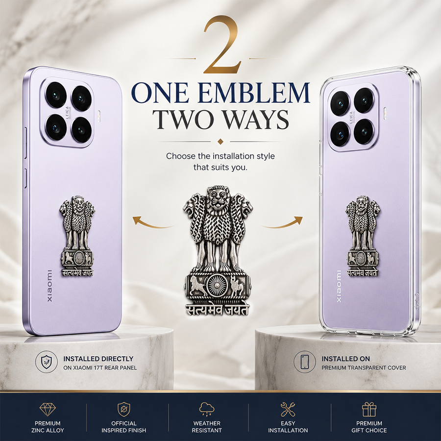 Xiaomi 17T 5G Compatible Satyamev Jayate 3D Metal Emblem Sticker