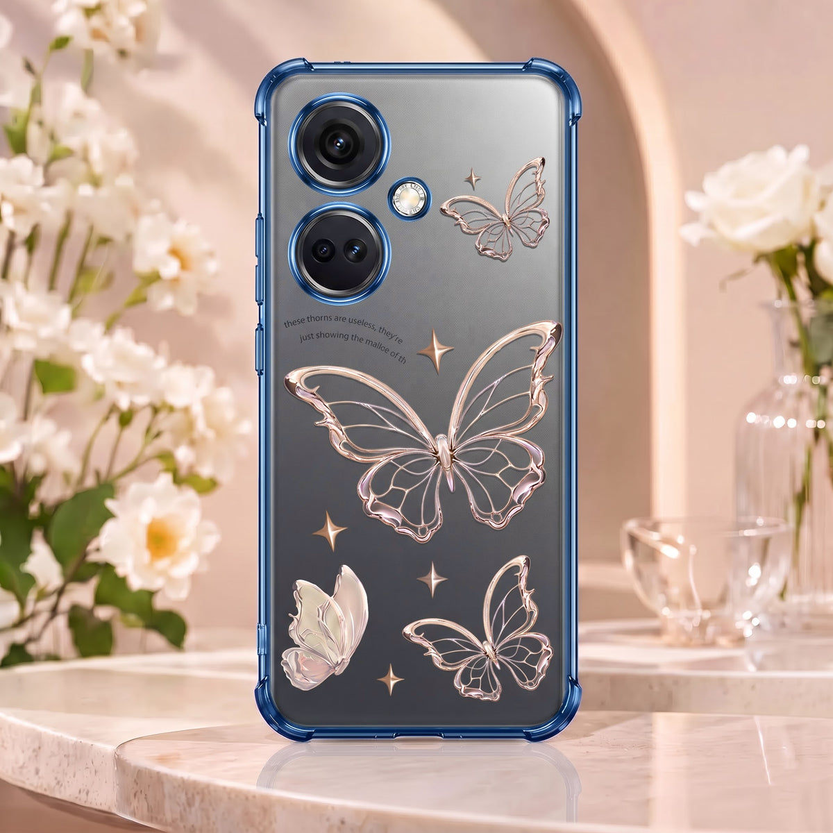 Oneplus Nord CE3 5G Transparent Butterfly Anti-Yellow Airbag Cover