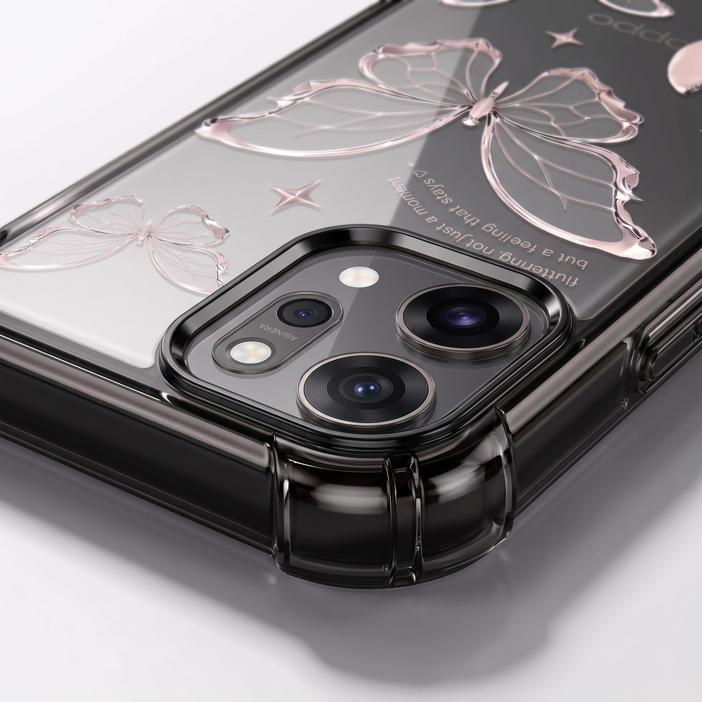 Oppo Reno 14 Pro 5G Transparent Butterfly Anti-Yellow Airbag Cover