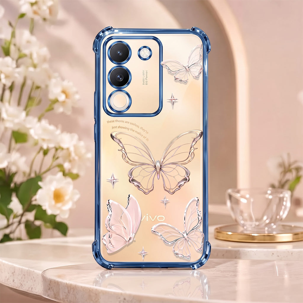 Vivo Y200 5G Transparent Butterfly Anti-Yellow Airbag Cover